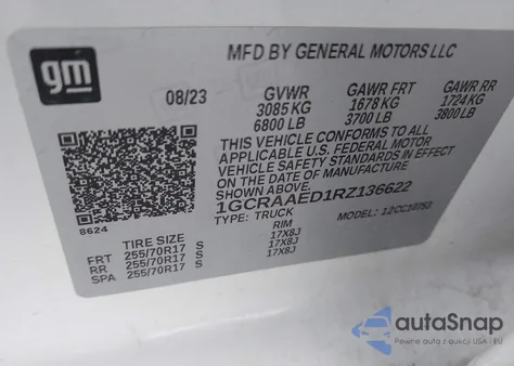 2024 Chevrolet Silverado 1500 2Wd Double Cab Standard Bed Wt из США, поврежденный, VIN 1GCRAAED1RZ136622